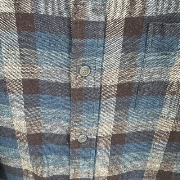 Weatherproof Vintage Mens Blue Plaid 100% Cotton Button-Down Flannel Shirt L - Picture 4 of 13